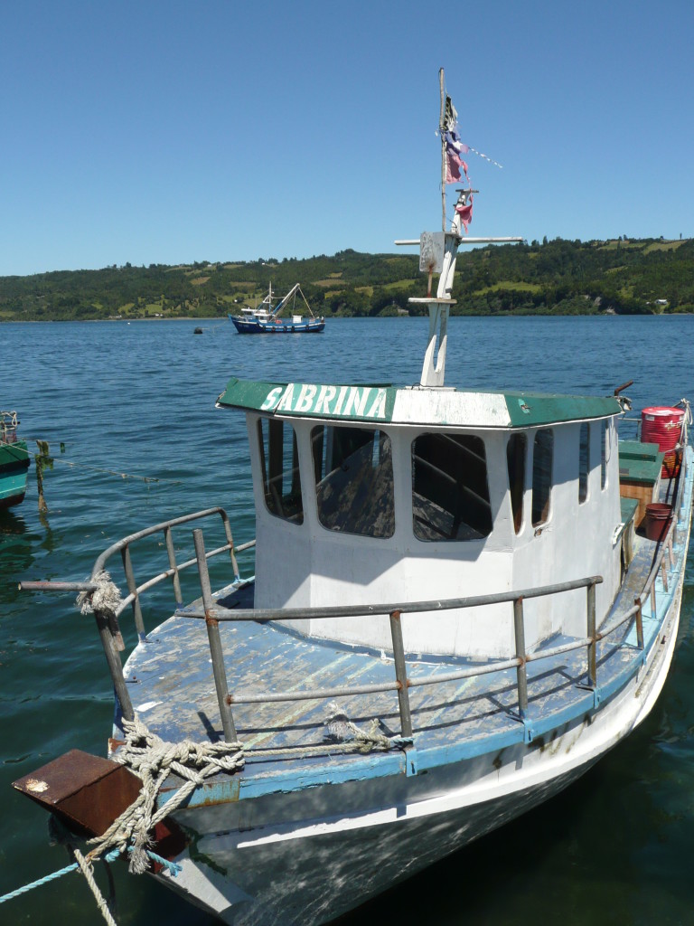 Sabrina!  Boat watching while getting the ferry to the island of Quinchao.