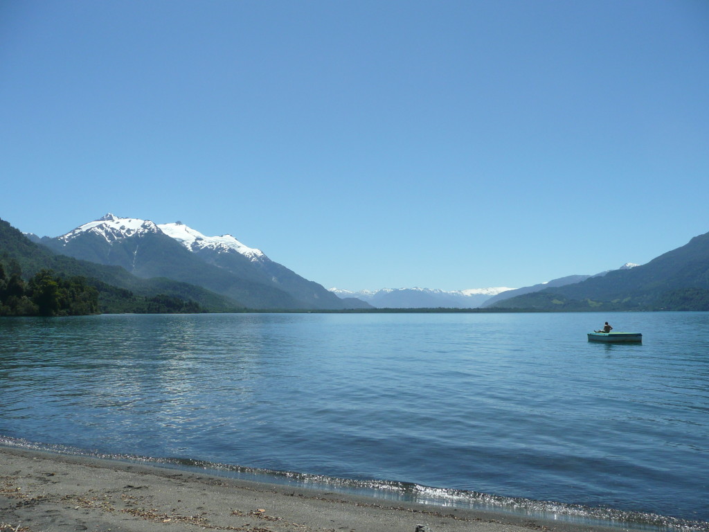 Lake Yelcho at which we were camping, cold water, perfect to cool down