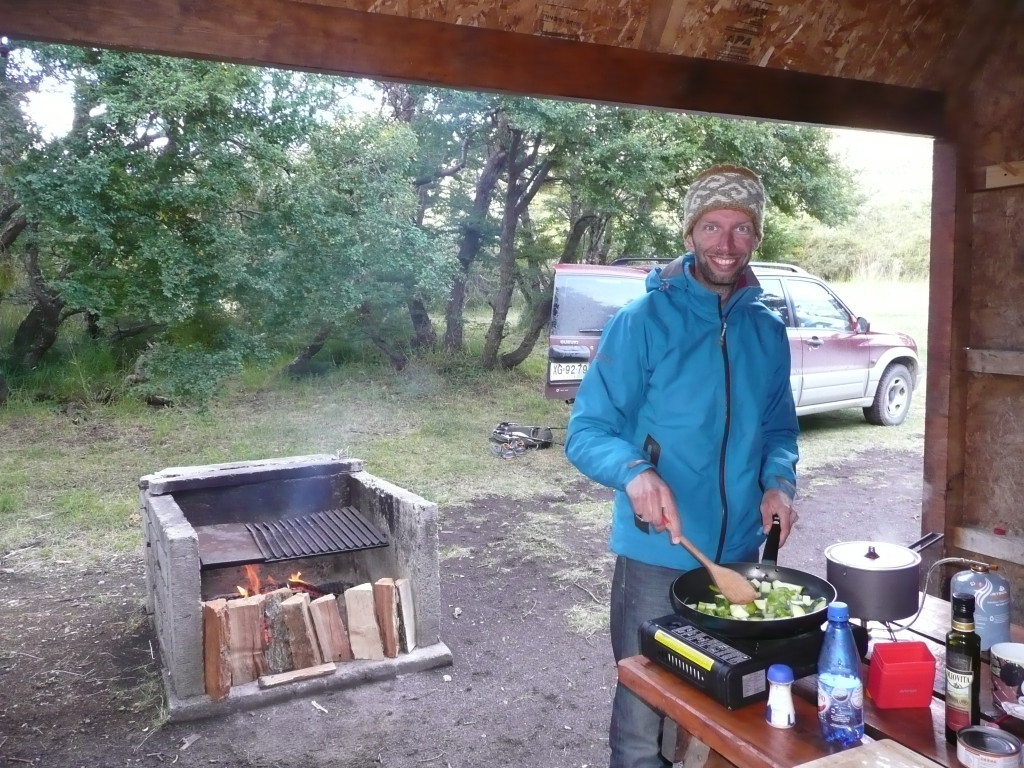 Richard cooking up a storm at our campsite at Lake Pehoe.