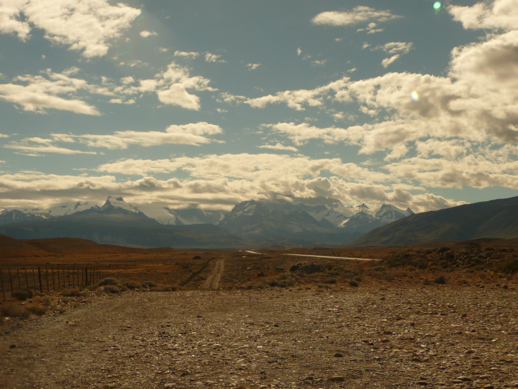 The mountains surrounding El Chalten in the distance