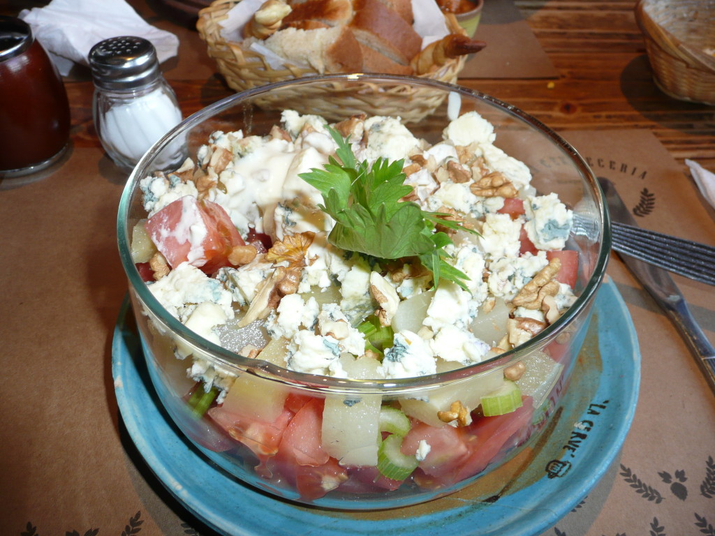 My salad was quite an upgrade on the usual salads here - blue cheese, pears, walnuts, tomatoes, cream sauce. Yum!