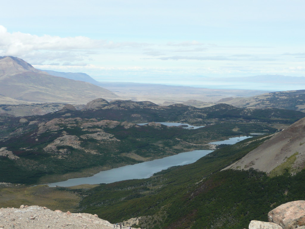 The name of this walk to Fitzroy was 'Tres Lagos' because when not facing Fitzroy you can see the three lakes in the valley below you. 360 degrees amazing views, worth the effort.