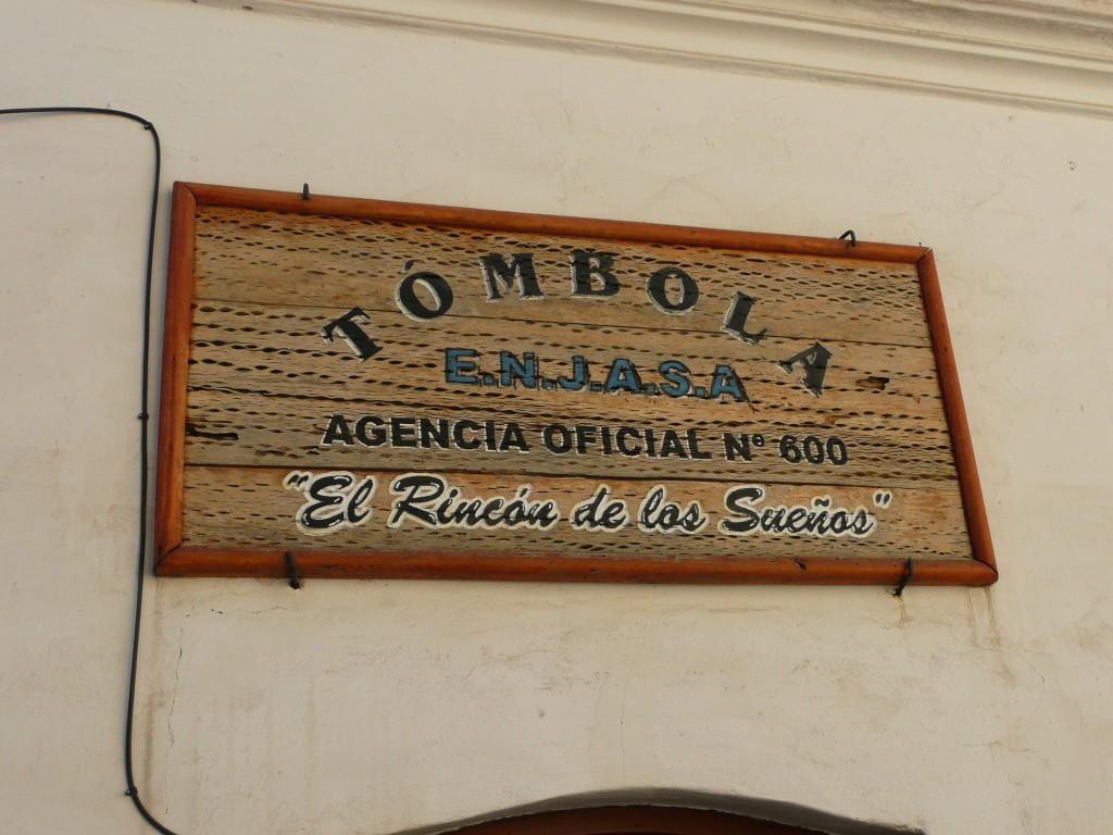 Sign made out of cactus wood.