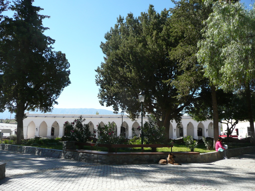 Sitting in the plaza in Cachi, a beautiful village.