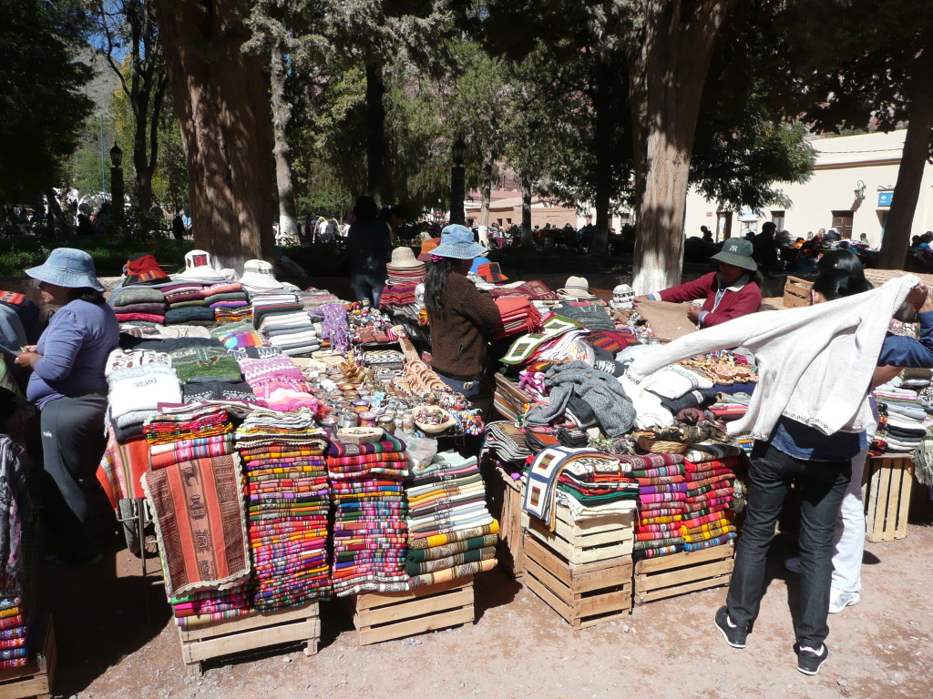 At the market in Purmamarca, very colourful and busy.