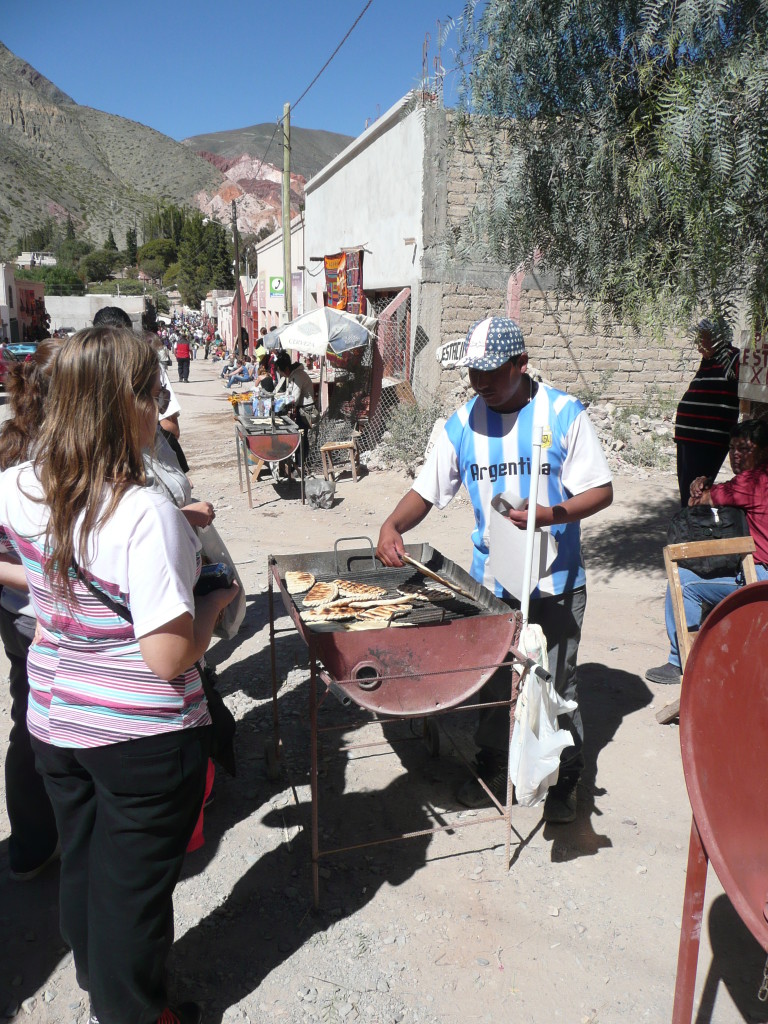 Typical streetfood in northern Argentina - pastry filled with cheese. Not that tasty.
