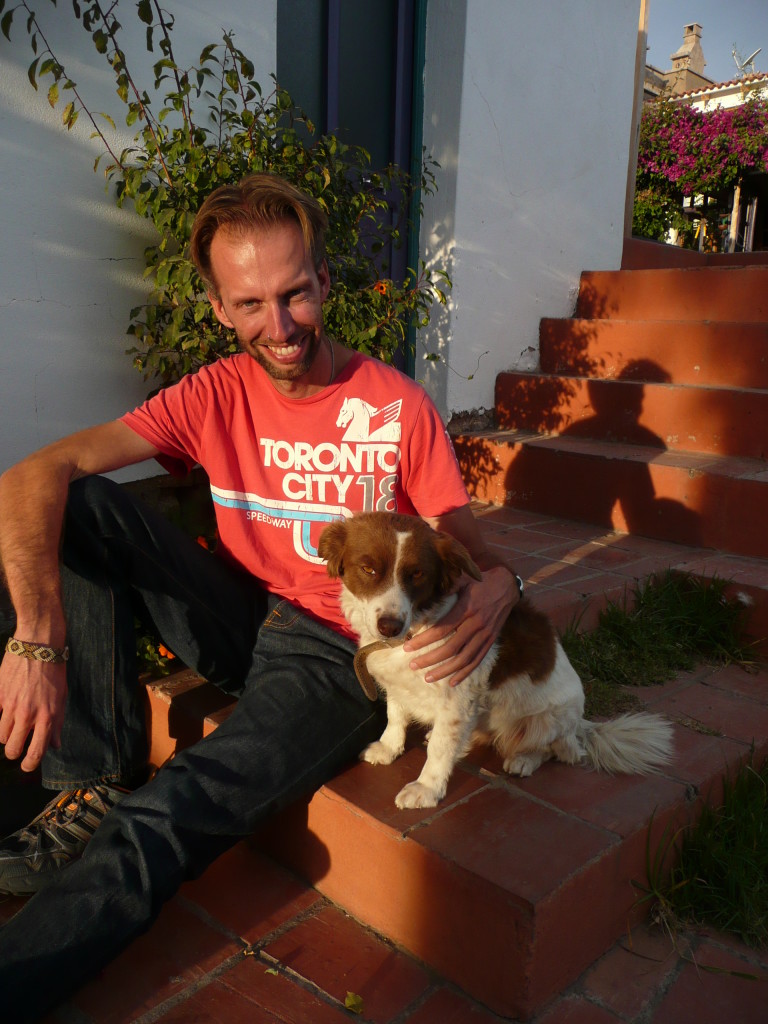 We spent a lot of time hanging out with the hostel pets at La Selenita. Here Tza Tza is being lulled into a deep trance while Richard pats her.