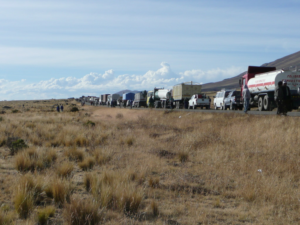 Waiting at roadblock outside Oruro