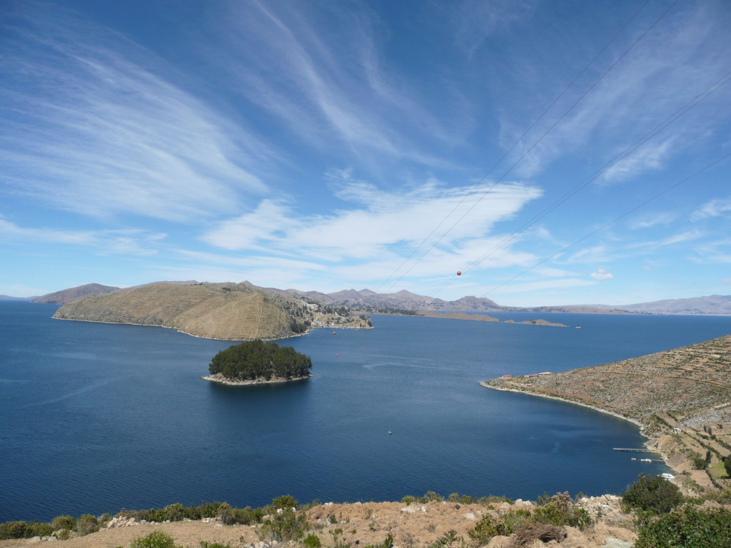 View from Isla del Sol towards Copacabana and peninsula