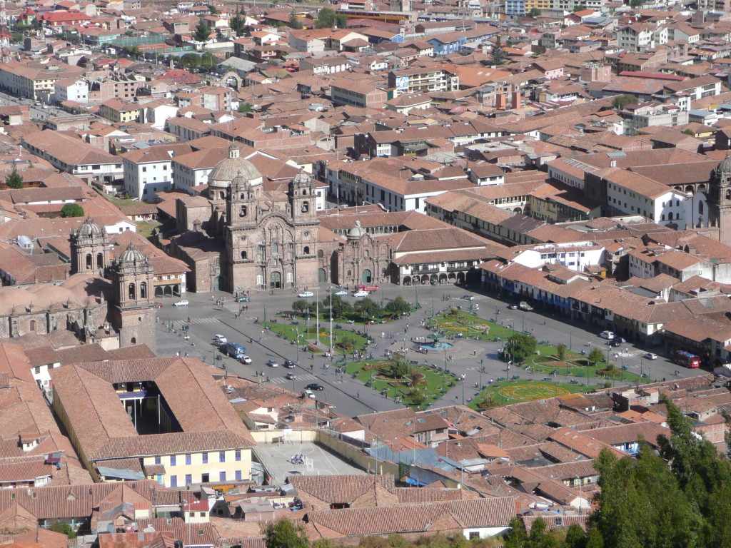 View over the city from Sexywoman ruins.  Beautiful big plaza, although Sucre's plaza is still our favourite.