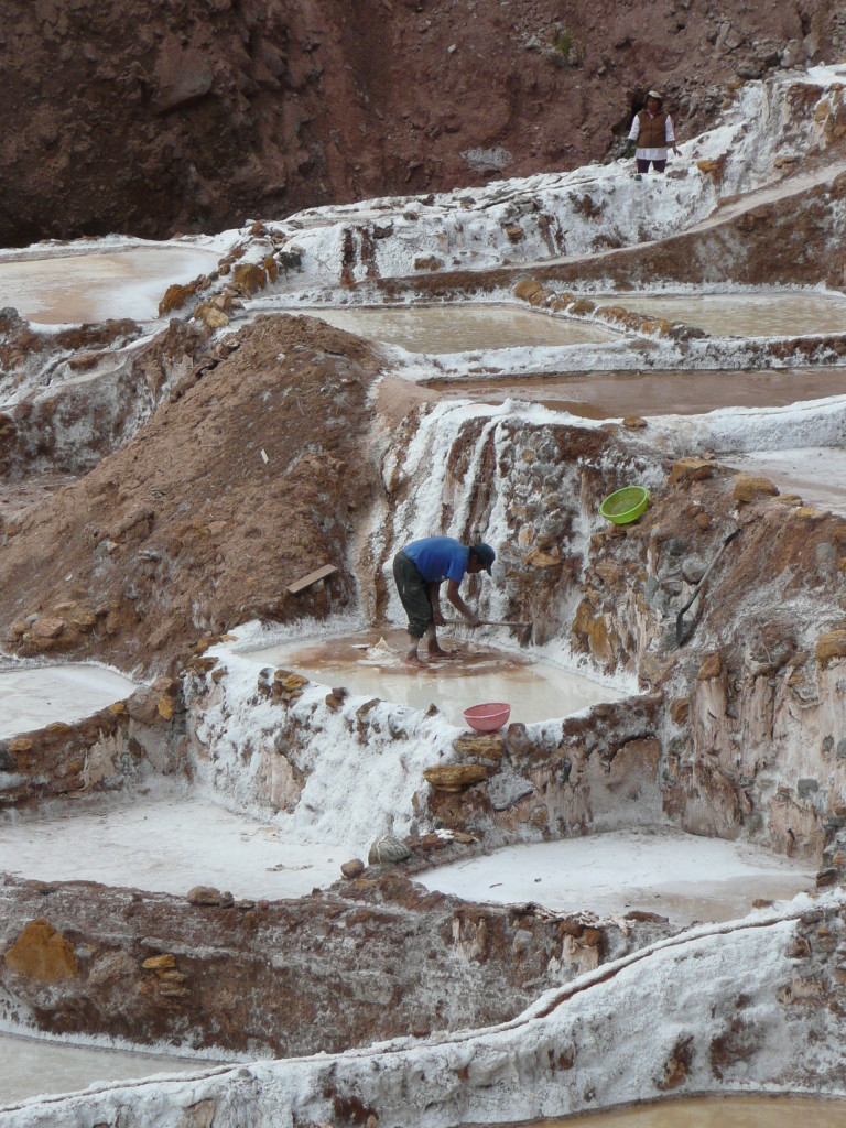 Salt pan being worked.