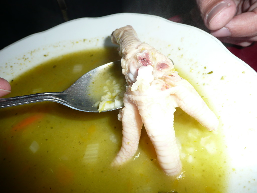 Whole new meaning to chicken soup. At least this one was cooked, unlike a few raw chickens I got served in Peru. It's not only the ceviche they like raw!