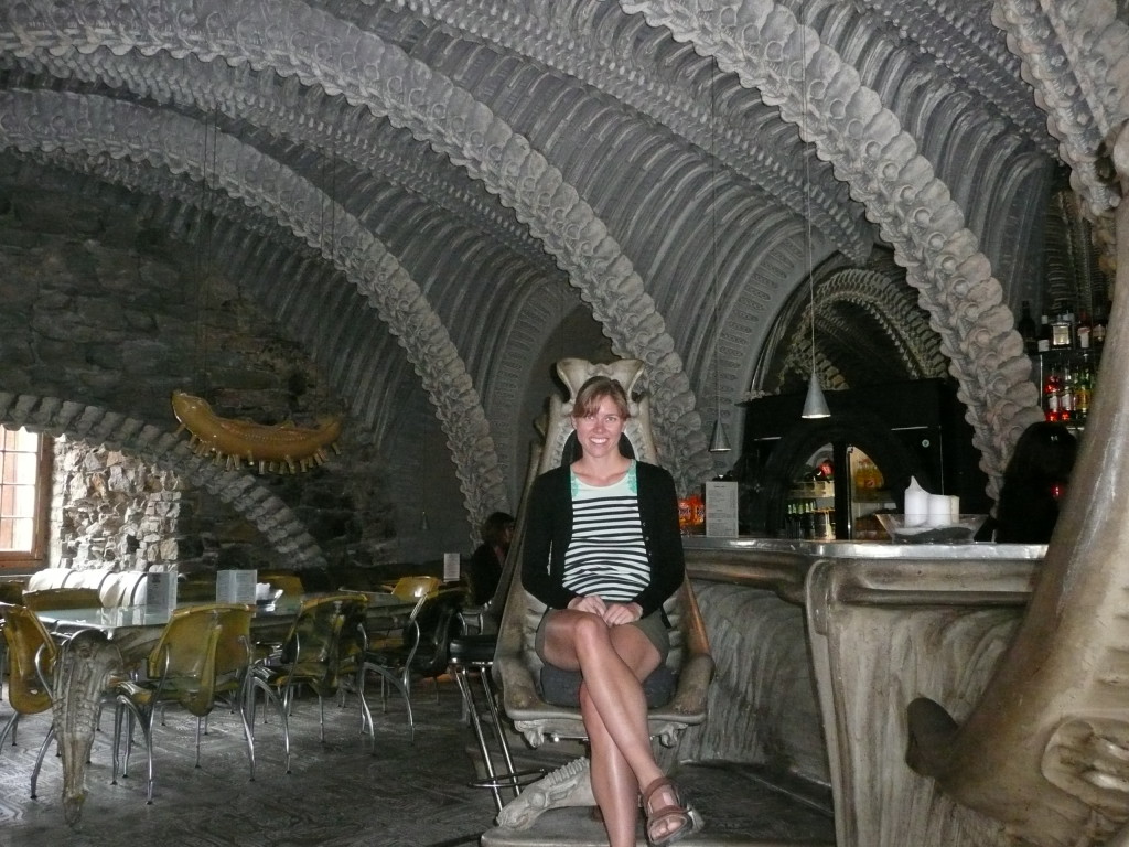 Geiger cafe, fully decorated in Geiger Alien style