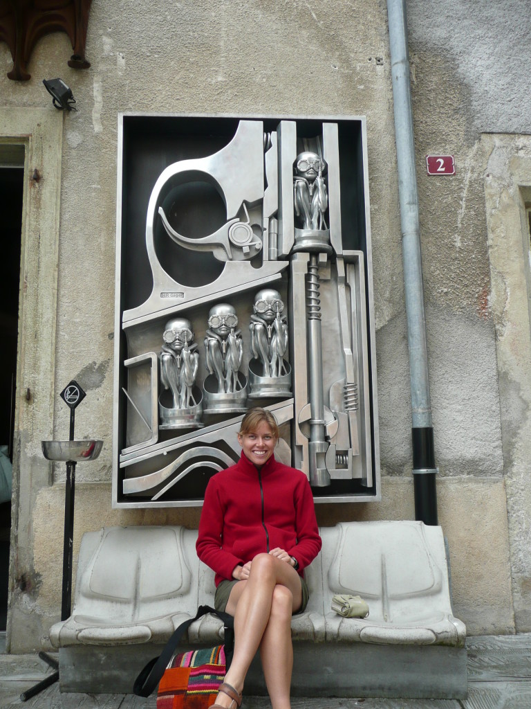Julia in front of H.R. Geiger museum