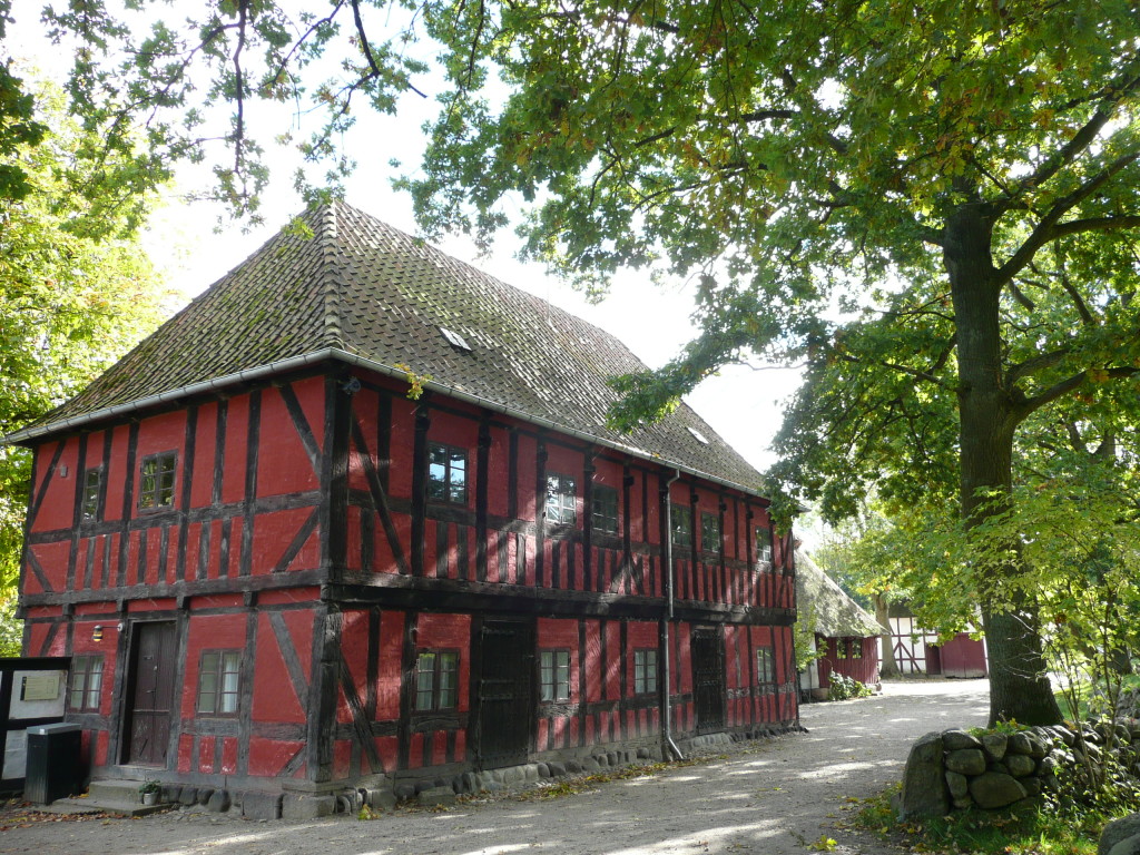 One of many old buildings in Funen Village.