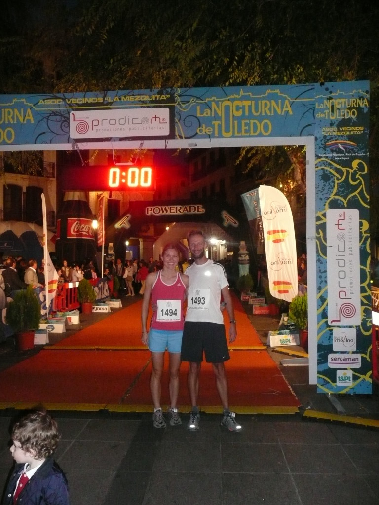Posing at the start/finish of La Nocturna de Toledo