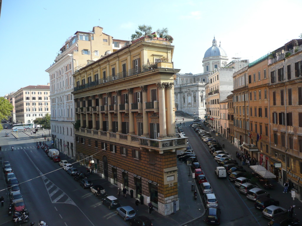 The view of my favourite church Basilica di Santa Maria Maggiore. You can see its dome in the right back left corner.