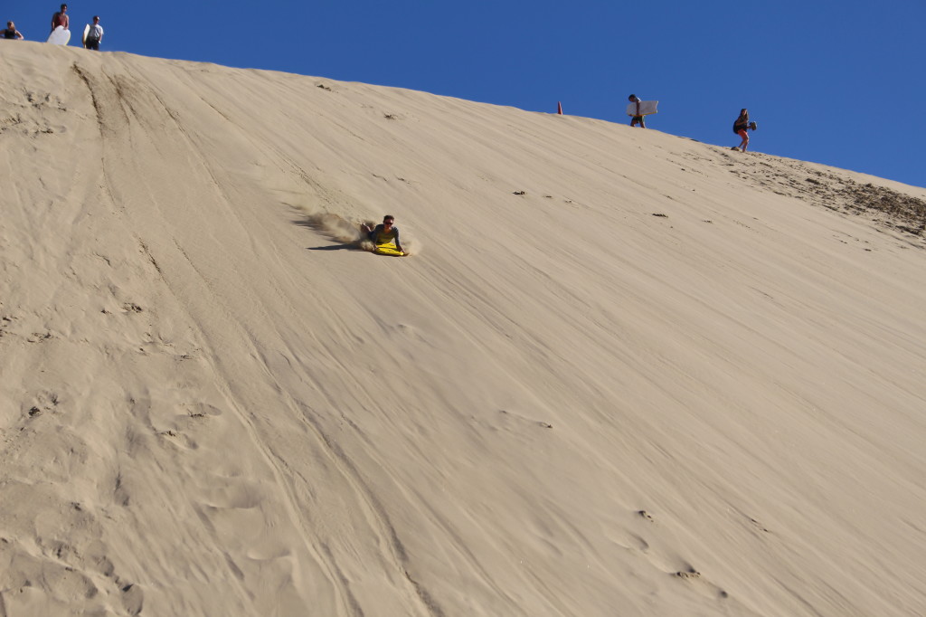 The one thing you have to do when you go to the Te Paki sand dunes is rent a boogie board and sand board down the dunes.  So much fun!