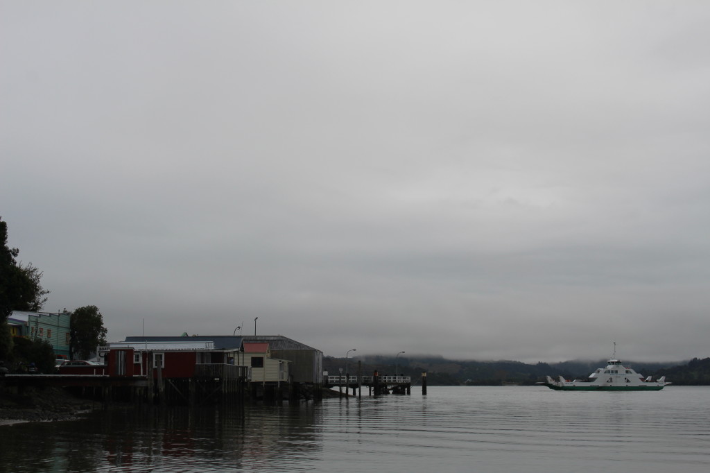 A wet rainy morning in Rawene on the Hokianga harbour.
